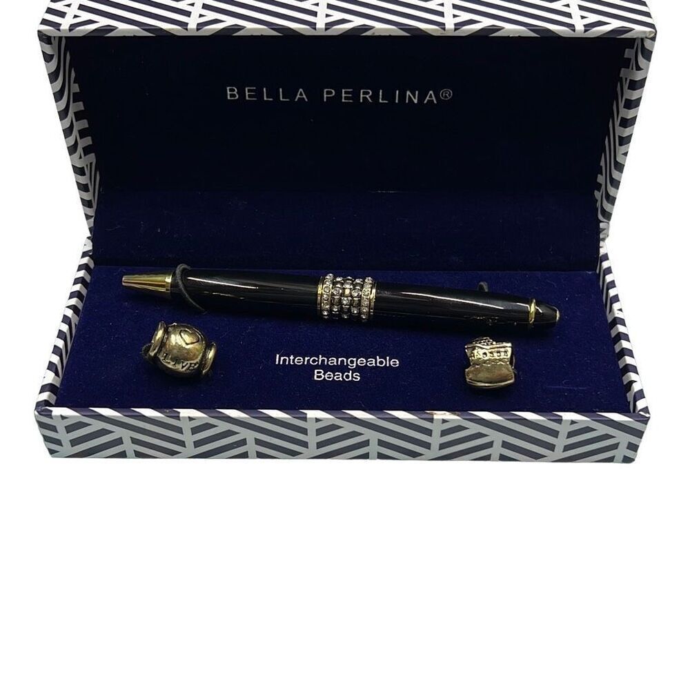 Bella Perlina Make It Personal Interchangeable Bead Gold Tone Pen Set Gift Box